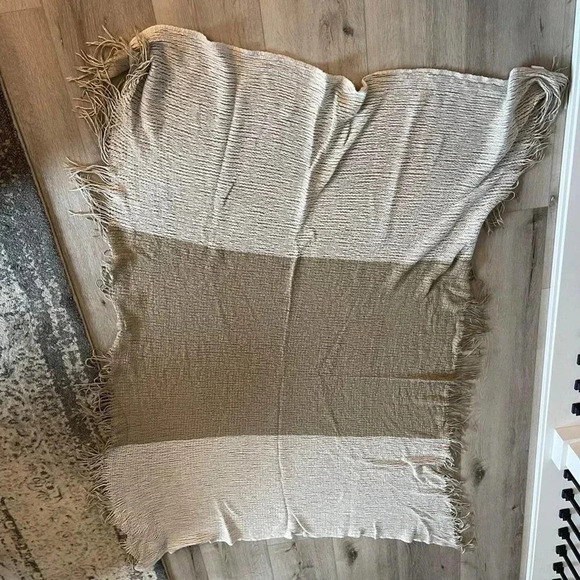 Mark & Graham by Williams Sonoma Fringe Throw Blanket - 100% Acrylic - Beige/Tan - Picture 6 of 8